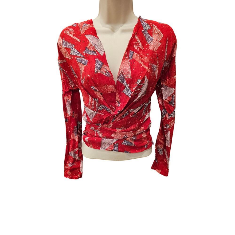 IRO 100% silk French 34 gabota faux wrap holiday red v neck long sleeve XS (355$